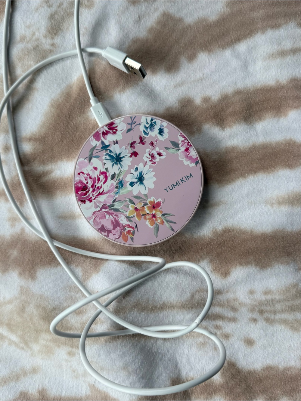 Yumi Kim Pink Floral Wireless Charging Pad with USB Cable